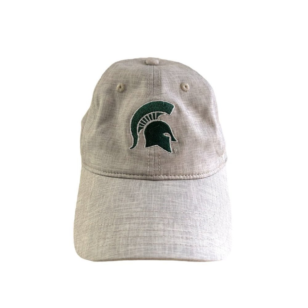 MICHIGAN State University Gray Ballcap w/Green Spartan Logo